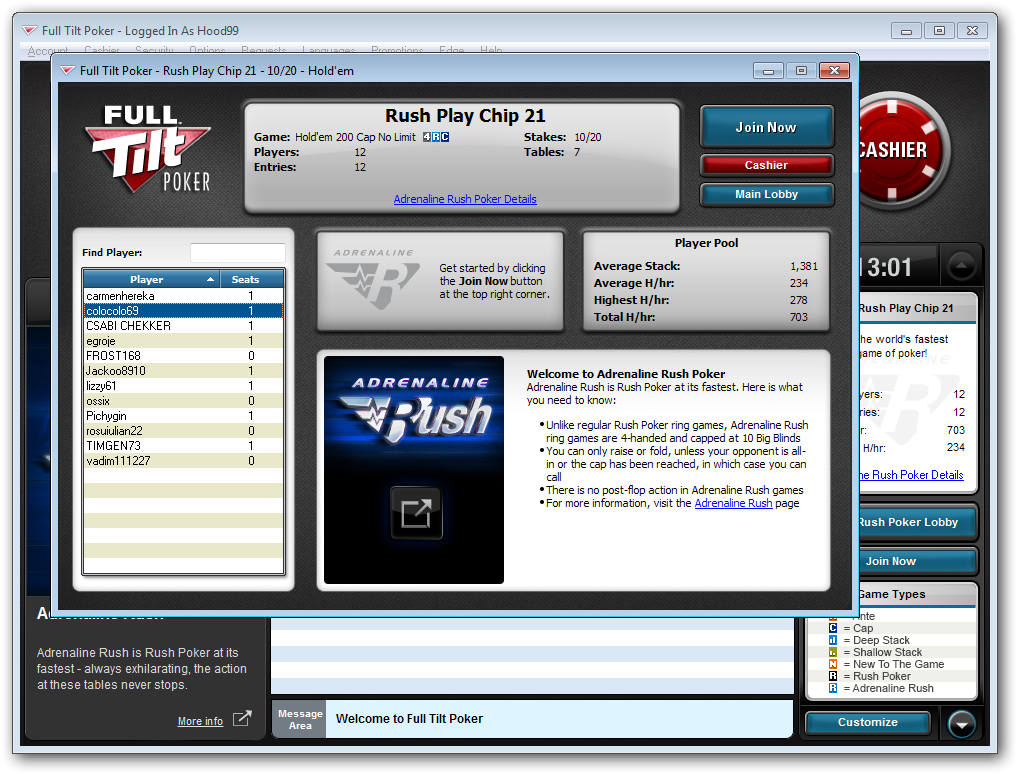 Full Tilt Rush Poker, Software