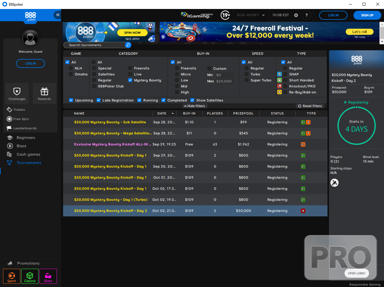 Online Tournaments: October 3, 2022