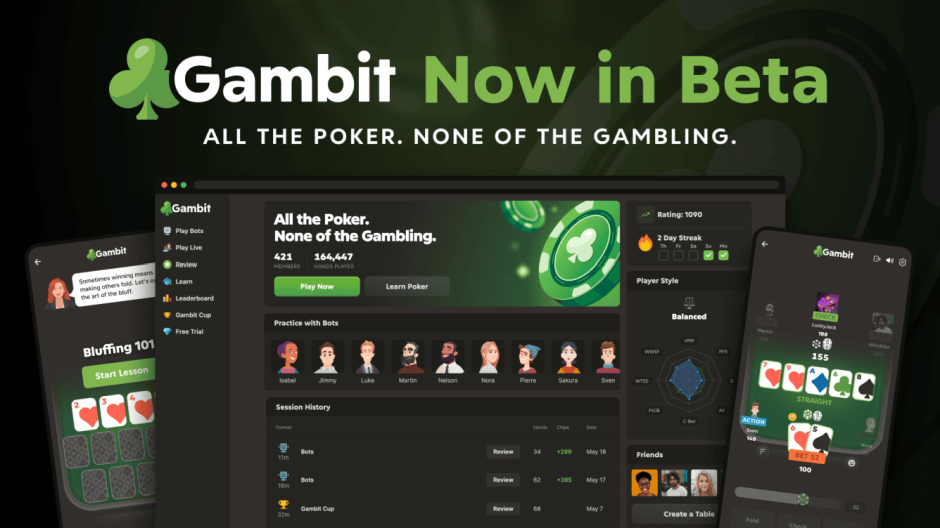 A Quick Look at Gambit, Chess.com's New Freeplay Poker Site Grabbing Headlines