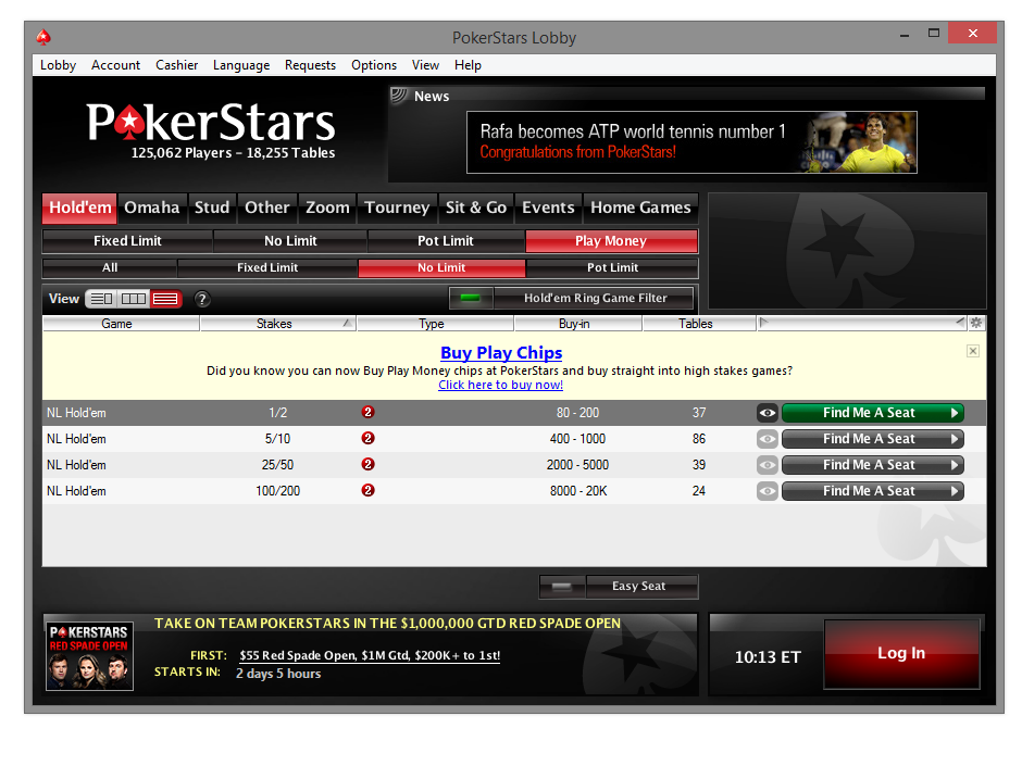 pokerstars casino play money