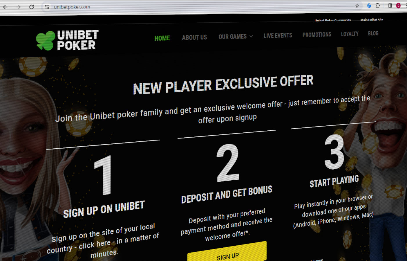 UniBet interface