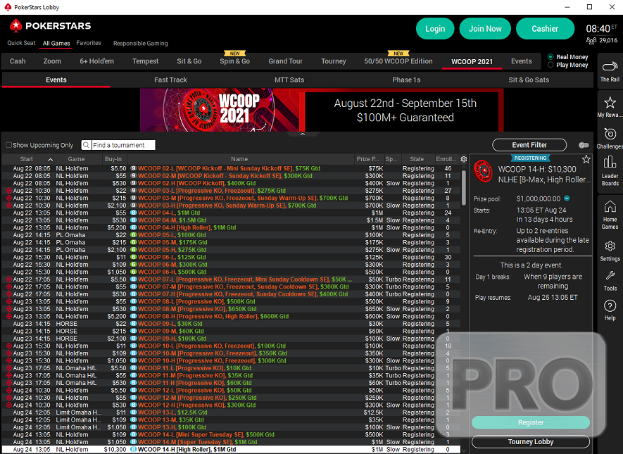 pokerstars tournament schedule