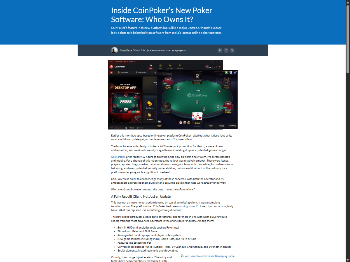 Inside CoinPoker's New Poker Software