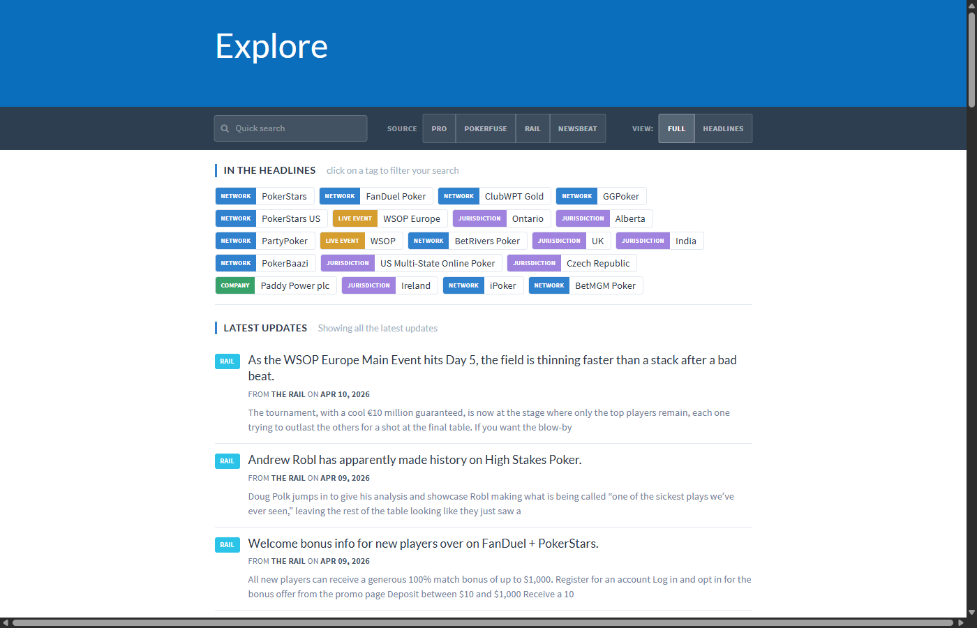 Explore news aggregator